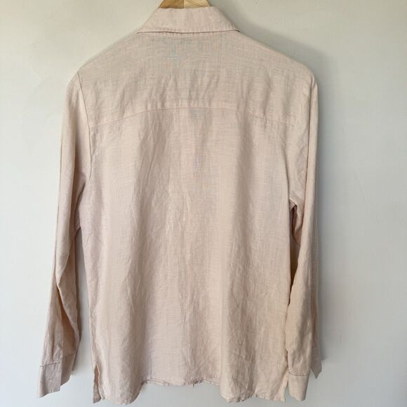 Karen Kane 100%  linen long sleeve blouse button up Pale Pink SZ Small - Picture 6 of 6
